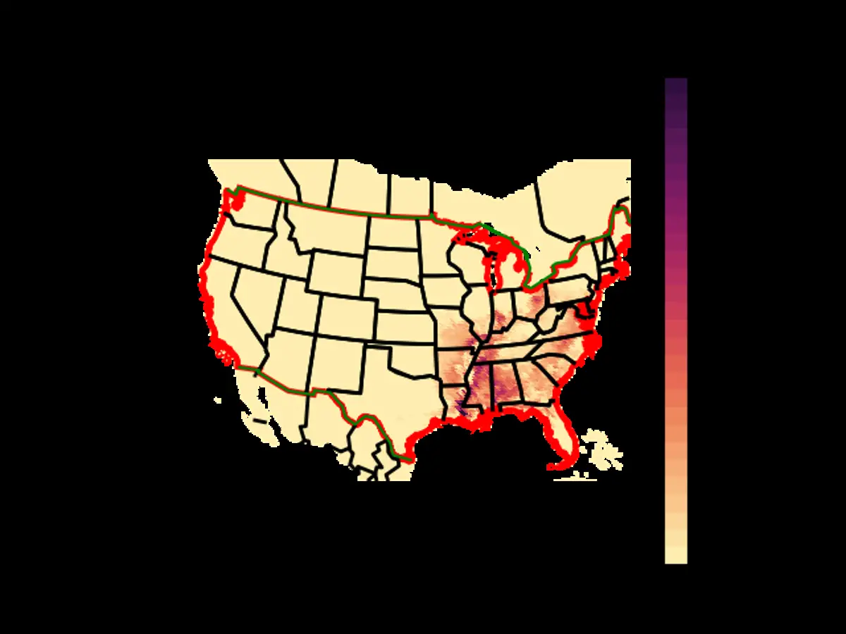 US Range Map for the Acadian Flycatcher in the SUMMER